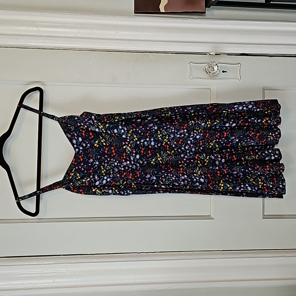 Navy Floral Midi Dress- M